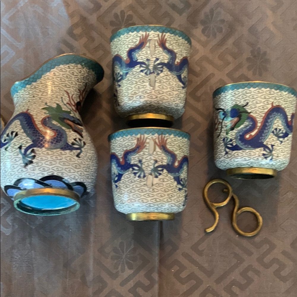 Blue and Gold Dragon Tea Set